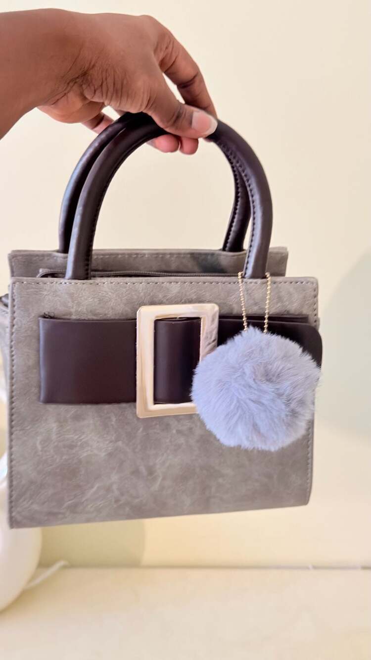 Women Faux-Leather Tote Messenger Handbag with Belt Buckle Lock and Ta - ,